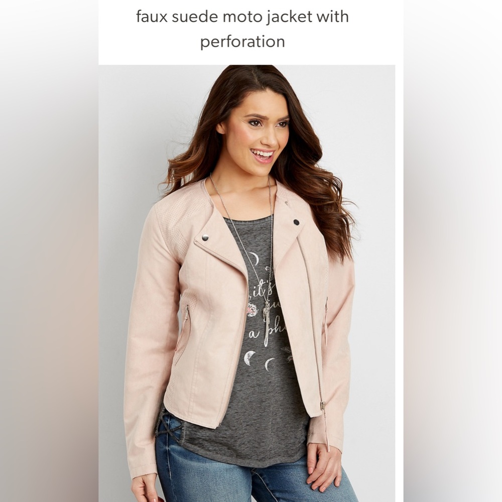 Faux Suede Moto Jacket - Pink Great condition - Picture 2 of 10